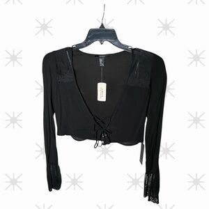 Forever 21 Black Lace-Up Crop Top